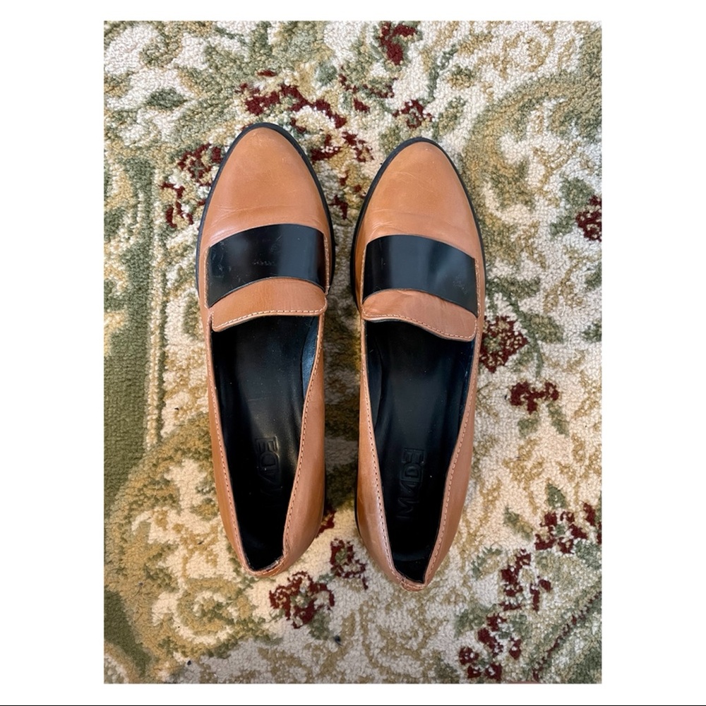 Tan and Black M4D3 loafers